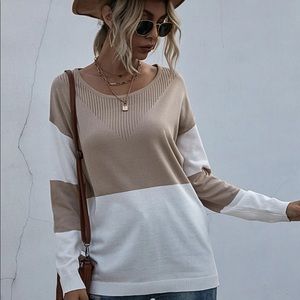 Color Block Drop Shoulder Sweater